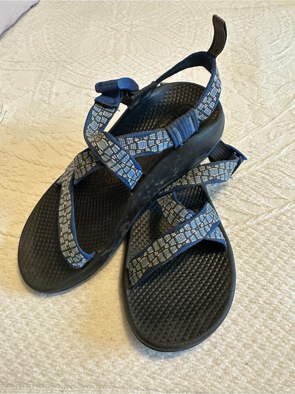 Chaco Kids Navy and Light Blue Patterned Sport Sandals